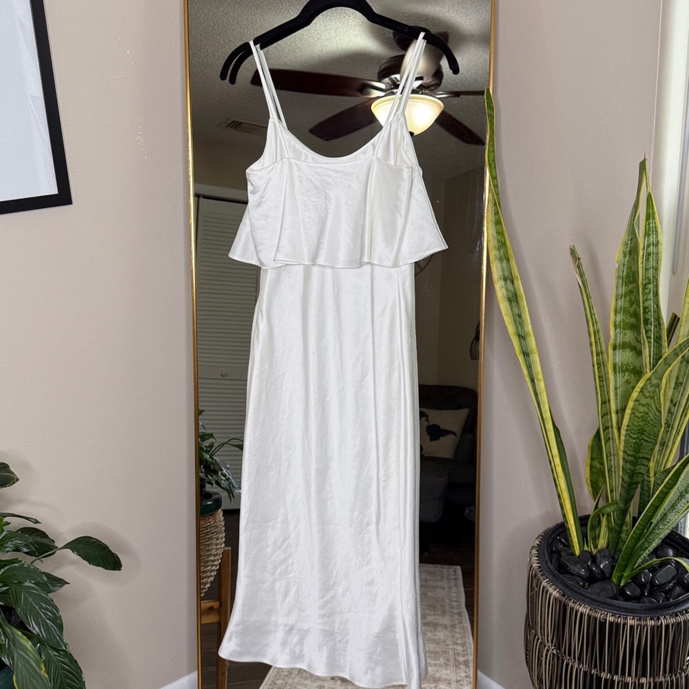 NADINE MERABI Ivory Silk Midi Dress - Picture 7 of 9